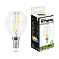 Лампа светодиодная Feron LB-61 Шарик E14 5W 4000K белый /204767