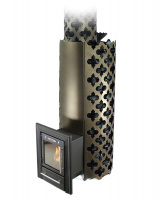 Печь банная ТМФ Арабеска XXL Inox Люмина черная бронза с закрытой каменкой и светопрозрачным экраном 28 см