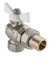 Кран шаровой VALTEC BASE-ГОСТ угловой с полусгоном вн-нар белая рукоятка 1/2" VT.228S.NW.04