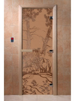 Дверь Бронза матовая "Мишки" 190х70, 6мм, 2 петли (коробка хвоя) DoorWood (DW01393)