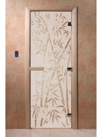 Дверь "Бамбук и бабочки" 190х70, 8 мм, 3 петли (сатин, ольха) DoorWood