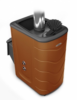 Печь банная ТМФ Гейзер 2014 Inox  с закрытой каменкой, встроенным теплообменником, конвектор цвета "терракота"