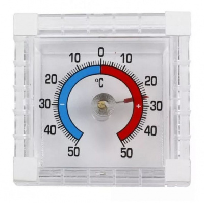 Термометр оконный ТББ биметаллический квадратный на липучке