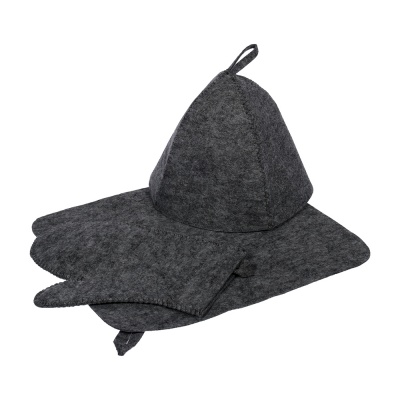 Набор из 3-х предметов (шапка коврик рукавица) серый /41184/41345