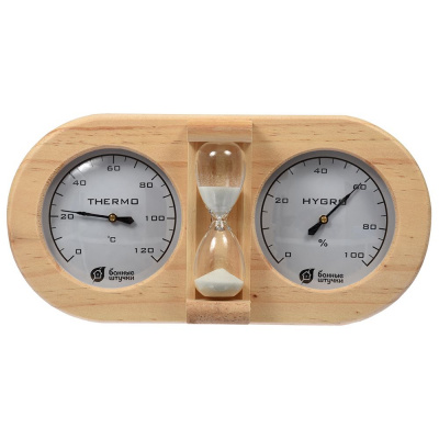 Термометр с гигрометром Банная станция с песочными часами 27х13,8х7,5 см 18028